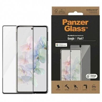 PanzerGlass Ultra-Wide Fit Antibacterial apsauginis stiklas  Google Pixel 7 -Juodas