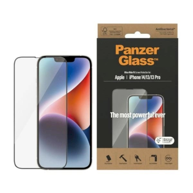 PanzerGlass Ultra-Wide Fit Antibacterial Apsauginis stiklas iPhone 14/13 Pro/13