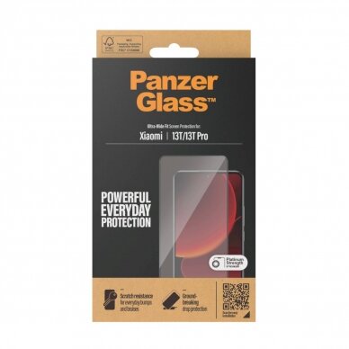 PanzerGlass Ultra-Wide Fit Antibacterial apsauginis stiklas  Xiaomi 13T / 13T Pro -Juodas