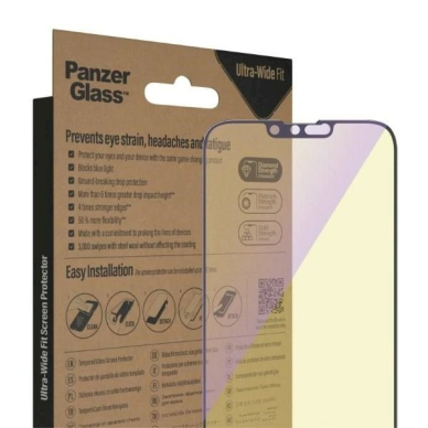 PanzerGlass Ultra-Wide Fit Antibacterial apsauginis stiklas Blue Light Filter Positioner iPhone 14 Plus / 13 Pro Max 6