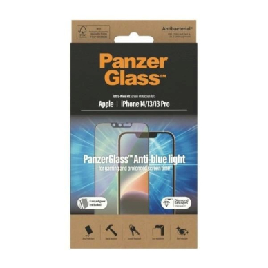 PanzerGlass Ultra-Wide Fit Antibacterial Apsauginis stiklas Blue Light Filter and Positioner iPhone 14/13 Pro/13 7