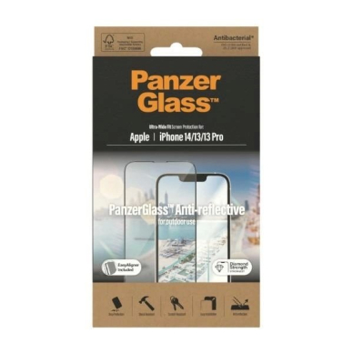 PanzerGlass Ultra-Wide Fit Antibacterial apsauginis stiklas Glare Filter Positioner iPhone 14/13 Pro/13 7