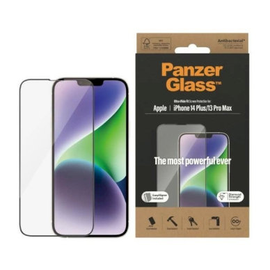 PanzerGlass Ultra-Wide Fit Antibacterial apsauginis stiklas Positioner iPhone 14 Plus / 13 Pro Max