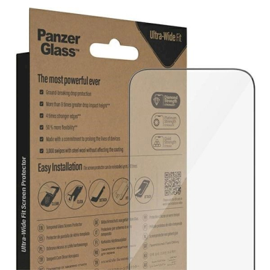 PanzerGlass Ultra-Wide Fit Antibacterial apsauginis stiklas Positioner iPhone 14 Pro 4