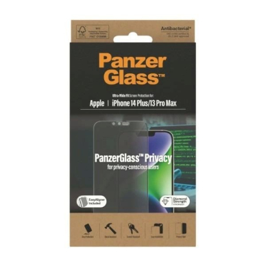 PanzerGlass Ultra-Wide Fit apsauginis stiklas  Antibacterial PrivacyPositioner iPhone 14 Plus / 13 Pro Max 7