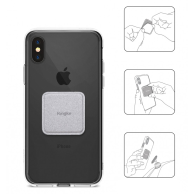 [Užsakomoji prekė] Placute Metalice pentru Telefon (set 2) - Ringke PU Leather Cover - Pilkas 4