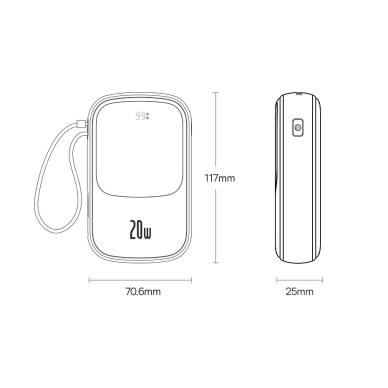 Powerbank 10000mAh 20W Baseus Qpow Pro Overseas Edition + USB C 3A Cable - Juodas 17