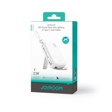 Powerbank Joyroom JR-L008 Plus Cutie Series 22.5W 20000mAhstand + USB-A - USB-C Kabelis - baltas 1