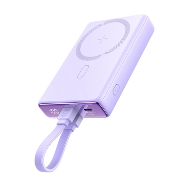 Powerbank Joyroom JR-PBM01 magnetic 10000mAh 20Wstand + Lightning Kabelis - USB-C - violetinis