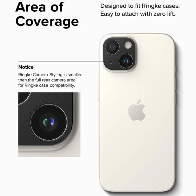 [Užsakomoji prekė] Protectie Camera pentru iPhone 15 / 15 Plus - Ringke Camera Styling - Juodas 5