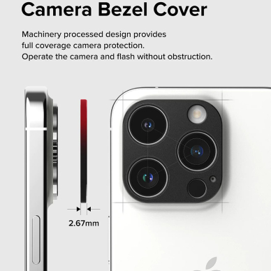 [Užsakomoji prekė] Protectie Camera pentru iPhone 15 Pro / 15 Pro Max - Ringke Camera Styling - Juodas 3