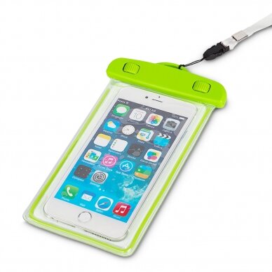 Vandeniui atsparus dėklas PVC waterproof phone case with lanyard - Žalias