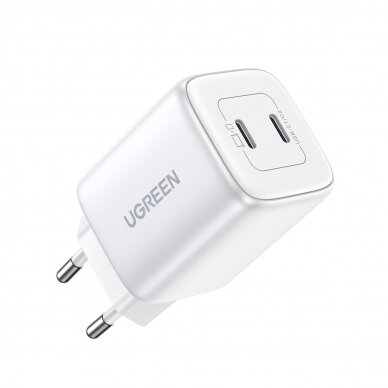 Quick charger GaN 2 x USB-C 45W QC PD Ugreen CD294 - Baltas 1