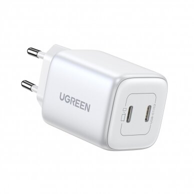 Quick charger GaN 2 x USB-C 45W QC PD Ugreen CD294 - Baltas 3