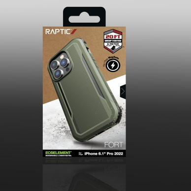 Dėklas Raptic Fort Case iPhone 14 Pro with MagSafe Žalias 8