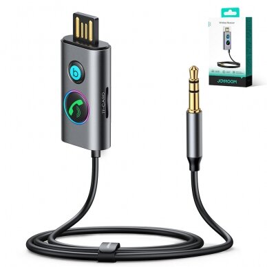 [Užsakomoji prekė] Receptor Audio Bluetooth 5.3, Jack 3.5mm, USB, TF Card, 1m - JoyRoom (JR-CB7) - Dark Gray