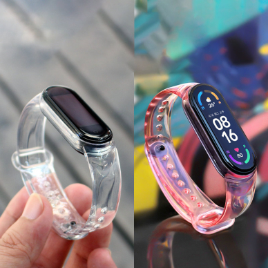 Silikoninė apyrankė Replacment silicone band strap Xiaomi Mi Band 6 / 5 skaidri-melsva 1