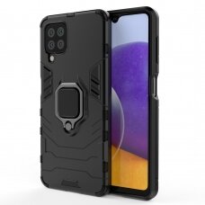 Dėklas su Žiedu Ring Armor Case Kickstand Tough Rugged Cover Samsung Galaxy A22 4G Juodas