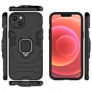 Dėklas Ring Armor iPhone 14 Pro Juodas 5