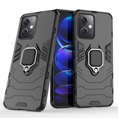 Dėklas Ring Armor Xiaomi Redmi Note 12 5G / Poco X5 5G Armor Cover Magnetic Holder Ring Juodas 1