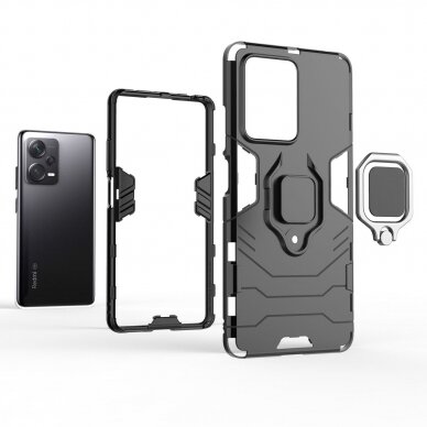 Dėklas Ring Armor Xiaomi Redmi Note 12 Pro+ armored cover magnetic holder ring juodas 15