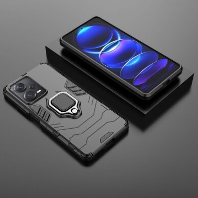 Dėklas Ring Armor Xiaomi Redmi Note 12 Pro+ armored cover magnetic holder ring juodas 4
