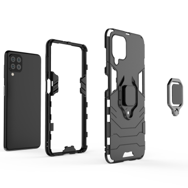 Dėklas su Žiedu Ring Armor Case Kickstand Tough Rugged Cover Samsung Galaxy A22 4G Juodas 2