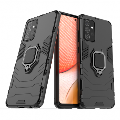 Dėklas su žiedu Ring Armor Case Samsung Galaxy A72 4G Juodas