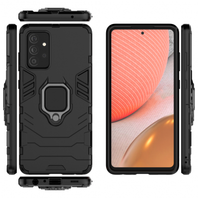 Dėklas su žiedu Ring Armor Case Samsung Galaxy A72 4G Juodas 4