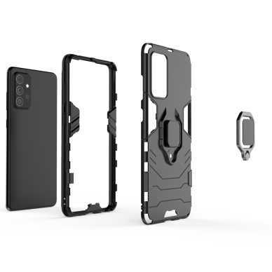 Dėklas Ring Armor Case Kickstand Tough Rugged Samsung Galaxy A72 4G Mėlynas 4