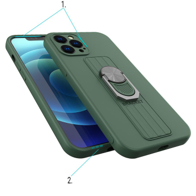 Dėklas su žiedu Ring Case silicone iPhone 11 Pro Max Rožinis 2