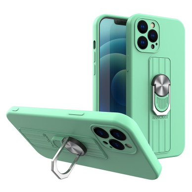 Dėklas su žiedu Ring Case silicone iPhone 12 Pro Mėtinis