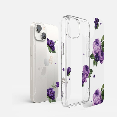 Dėklas Ringke Fusion Design Armored iPhone 14 Plus Permatomas (Purple rose) (FD637E29) 4