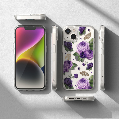 Dėklas Ringke Fusion Design Armored iPhone 14 Plus Permatomas (Purple rose) (FD637E29) 7