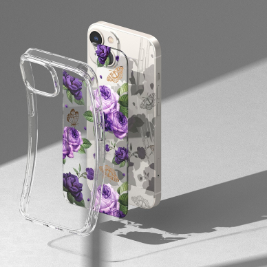 Dėklas Ringke Fusion Design Armored iPhone 14 Plus Permatomas (Purple rose) (FD637E29) 8