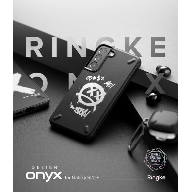 Dėklas Ringke Onyx Design Durable TPU Samsung Galaxy S22 Plus Juodas (Graffiti) 4