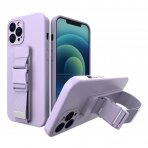 Dėklas su dirželiu Rope case gel TPU iPhone 13 Pro Violetinis