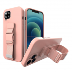 Dėklas su dirželu Rope case gel TPU Samsung Galaxy A12 rožinis