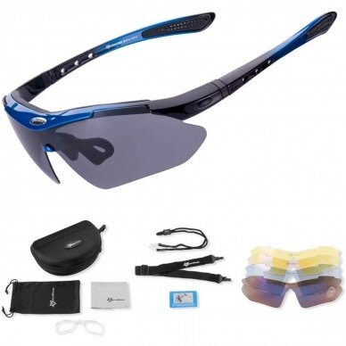 Rockbros 10007 polarizing cycling glasses - Juodas blue