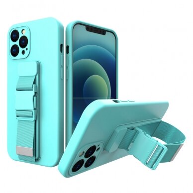 Dėklas su dirželiu Rope case gel TPU iPhone 12 Pro Šviesiai mėlynas