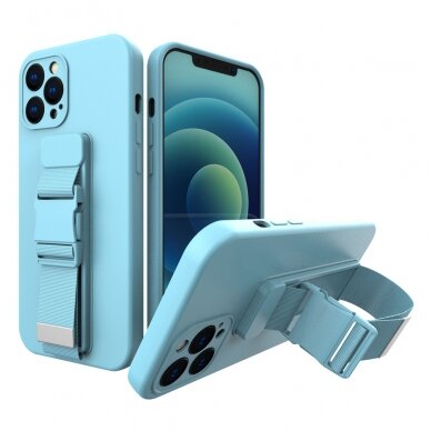 Dėklas su dirželiu Rope case gel TPU iPhone 12 Pro Max Mėlynas