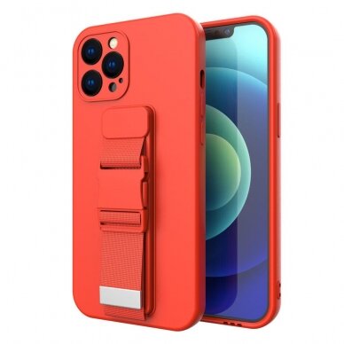 Dėklas su dirželiu Rope case gel TPU iPhone 12 Pro Raudonas 1