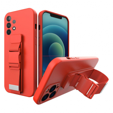 Dėklas su dirželiu Rope Case Silicone Samsung Galaxy A73 raudonas