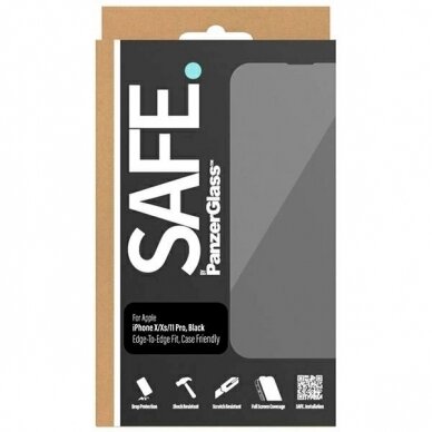 SAFE by PanzerGlass Edge-to-Edge Apsauginis stiklas iPhone 11 Pro / Xs / X -Juodas  4