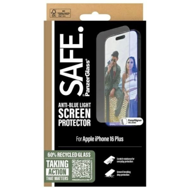 SAFE by PanzerGlass Screen Protection Anti-blue Light Apsauginis stiklas iPhone 16 Plus / 15 Plus - transparent 3