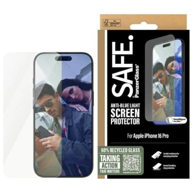 SAFE by PanzerGlass Screen Protection Anti-blue Light Apsauginis stiklas iPhone 16 Pro - transparent