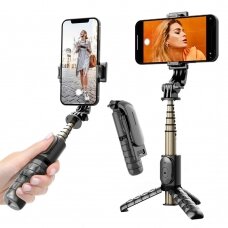 [Užsakomoji prekė] Selfie lazda su trikoju, 68cm, Mini - Techsuit (Q10) - Juodas