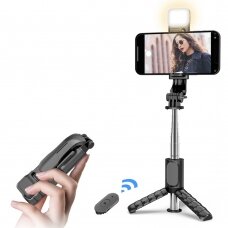 [Užsakomoji prekė] Selfie lazda su trikoju, 76cm, Mini - Techsuit (Q11s) - Juodas