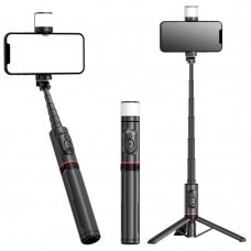 [Užsakomoji prekė] Selfie Stick Wireless - Techsuit LED Tripod (Q12S) - Juodas