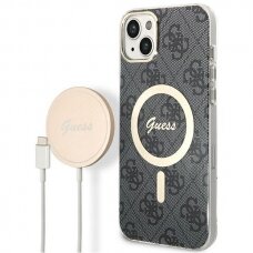 Dėklas su pakrovėju Set Guess 4G Print MagSafe GUBPP14SH4EACSK iPhone 14 Juodas